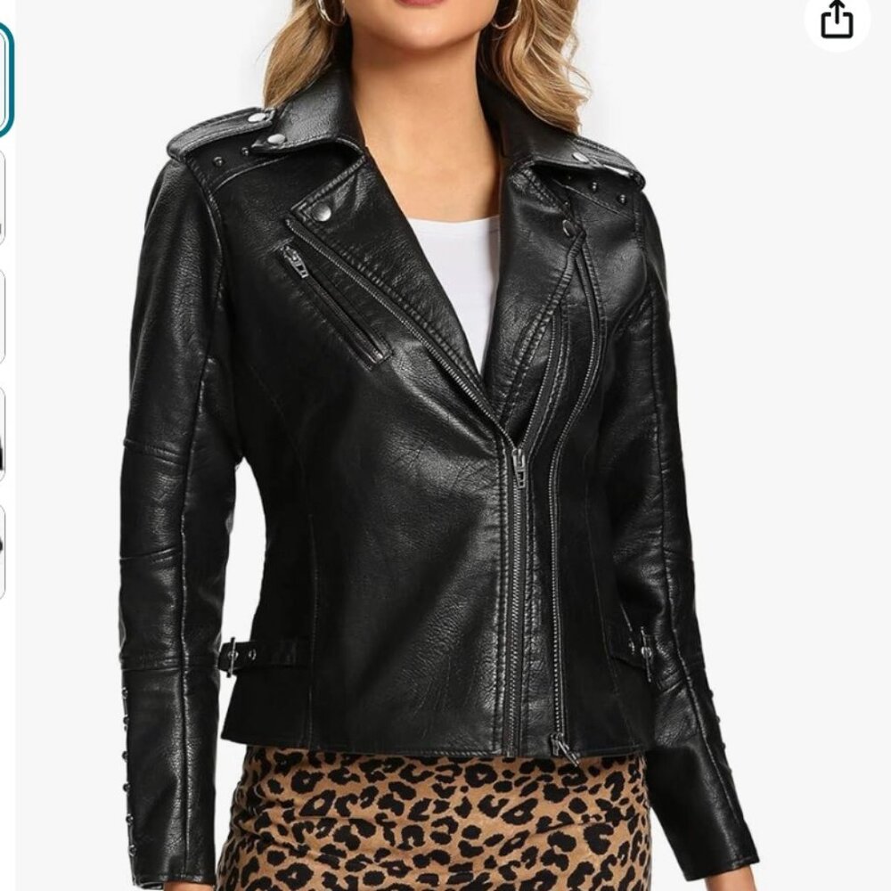 S P Y M | Faux Leather Jacket Moto Biker | Sz Medium